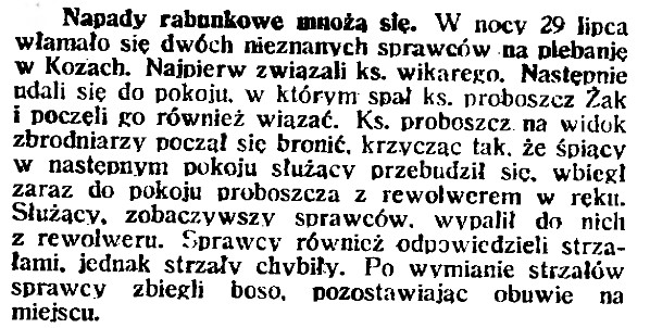 Napad na plebanię w Kozach 1932